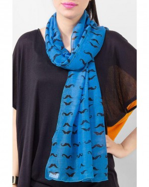 Mustache Blue Stole