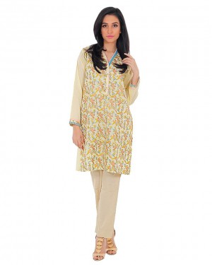 Cambric - Embroidered Kurta-Multicolor-L