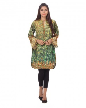 Digital Print Kurti for Women-Multicolor-S